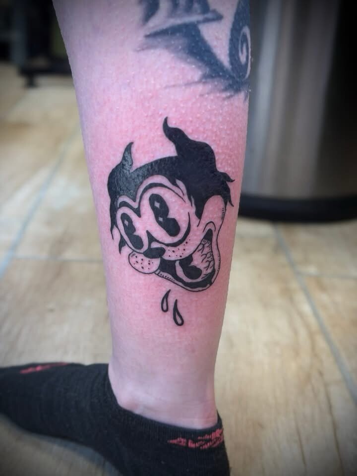 Traditional cartoon character tattoo by Elleneese